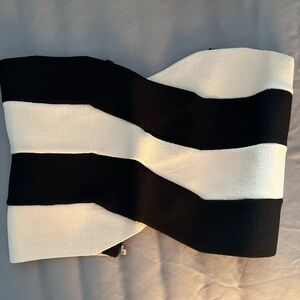 Striped Crop Top with Gray Cardigan